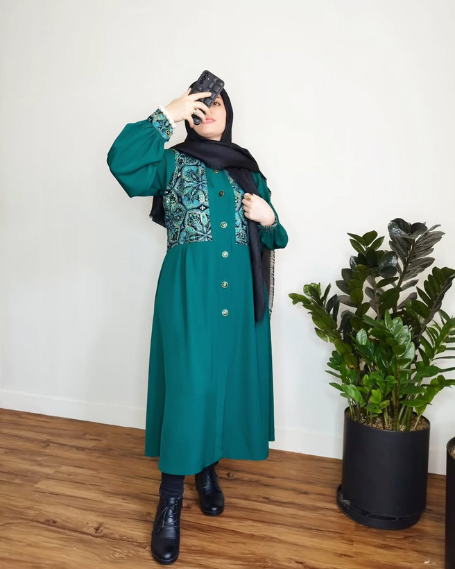 مانتو زنانه. مدل سبز زمردی خرجکار هندی