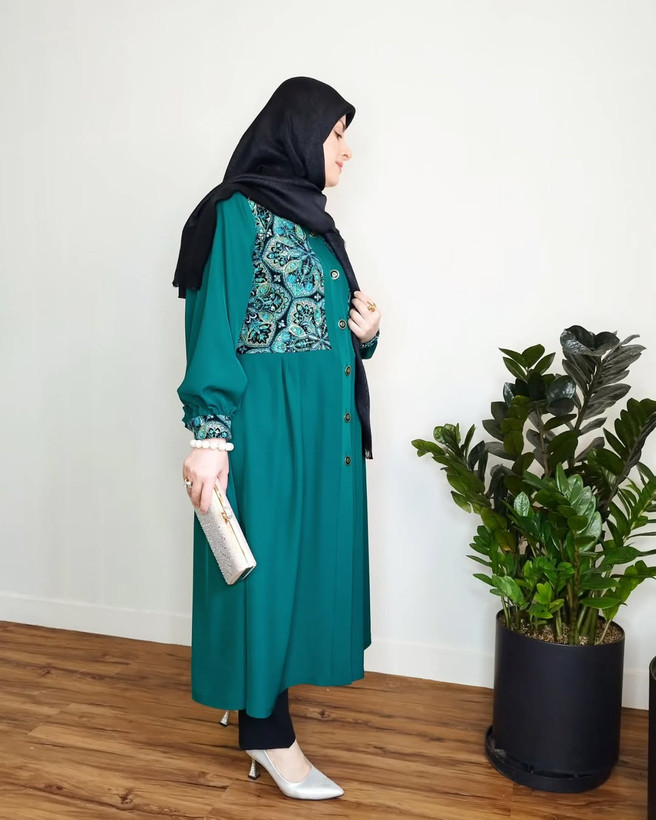مانتو زنانه. مدل سبز زمردی خرجکار هندی
