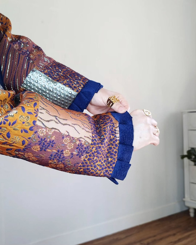 مانتو زنانه مدل چهل تیکه ژاکارد سرمهای